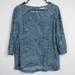 Soft Surroundings Shirt Womens L Abstract‎ Artsy Ramie Relaxed Career Lagenlook